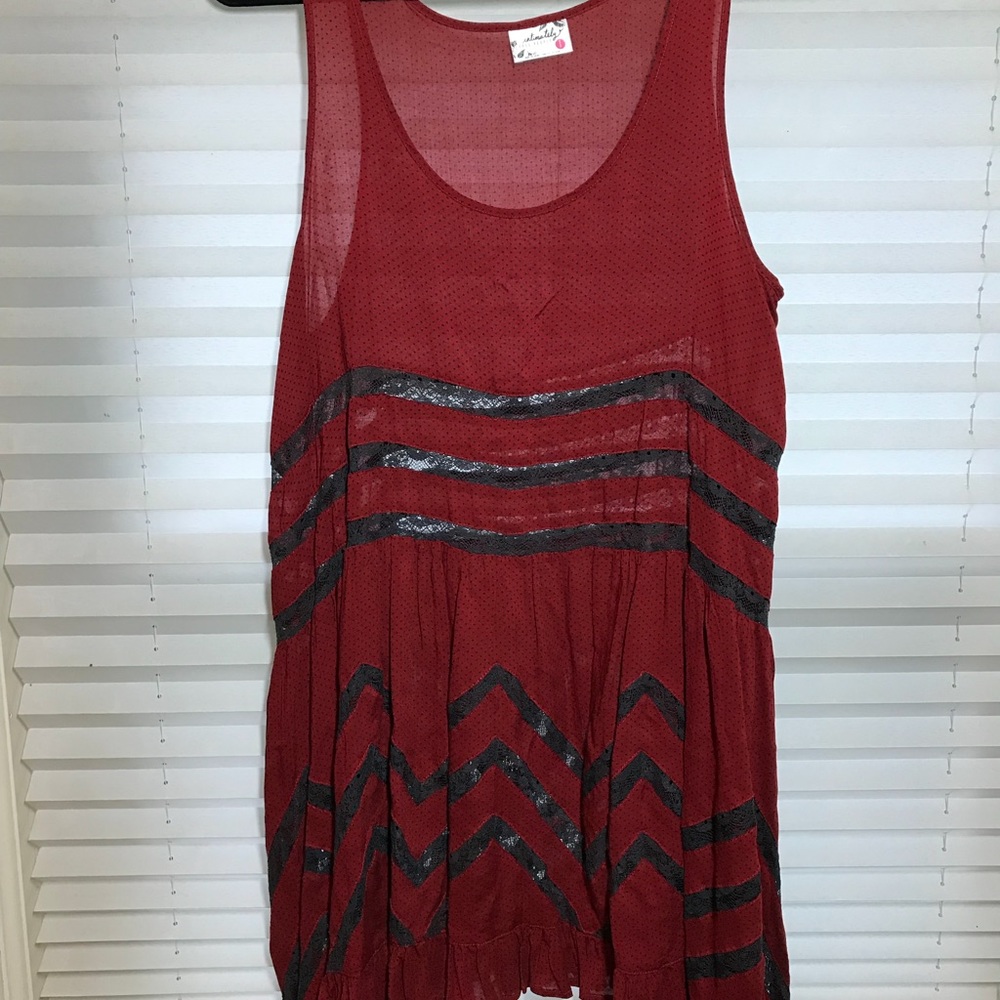 Red and black asymmetrical dress